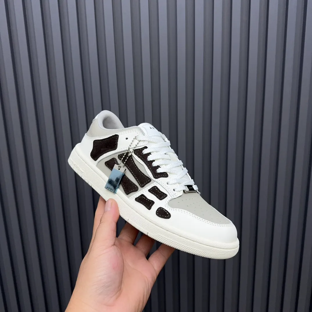 Men's men's shoes 💰600 AMIRI high street sneakers with bone sports shoes, toe layer cowhide upper, upper side bones, hand-stitched, good three-dimensional effect, customized metal LOGO, size 38-45 46